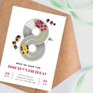 Formula 1 Car Racing Birthday Invitation, Boys Eight Birthday Party, Editable fast car Invite, Red Racing Car, Editable INSTANT DOWNLOAD