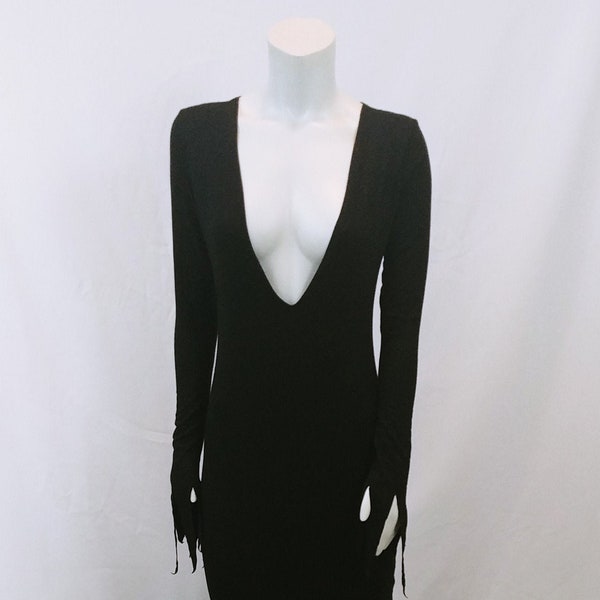 Gothic Goddess Morticia Addams Inspired Costume Dress