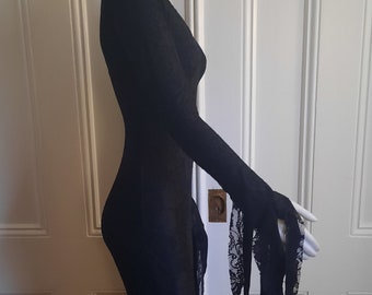 Matte black lace gothic sexy Angelica gown