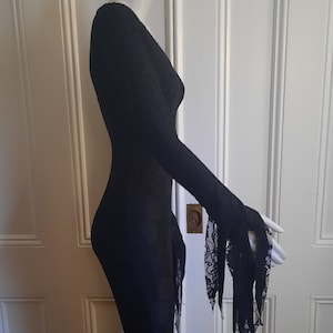 Matte black lace gothic sexy Morticia Addams Inspired Deluxe gown