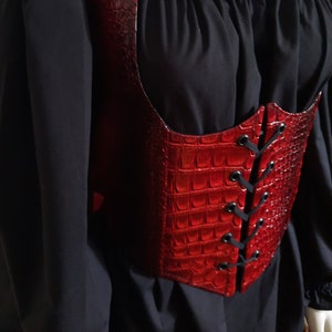 Gothic / Steampunk Red Dragon scale underbust corset image 2