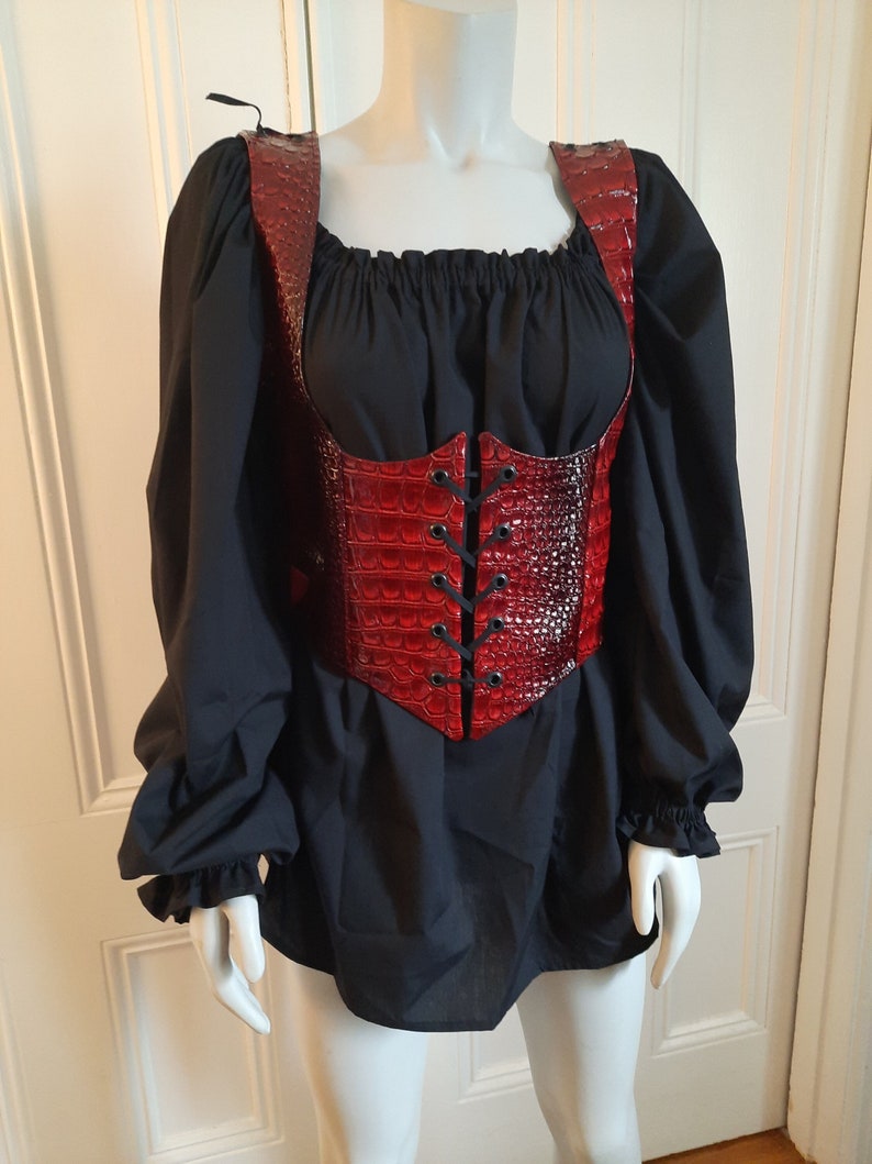 Gothic / Steampunk Red Dragon scale underbust corset image 1