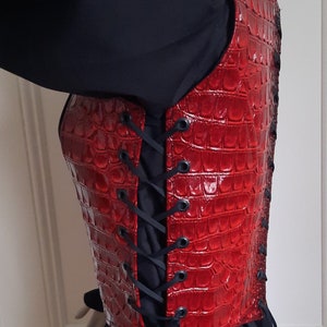 Gothic / Steampunk Red Dragon scale underbust corset image 4