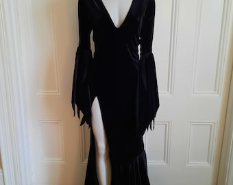 Gothic Witch Vampire Gown with Slit Customizable fabric and neckline