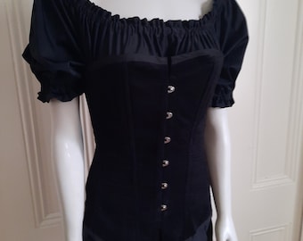 Gothic Victorian Steampunk Black velvet Corset