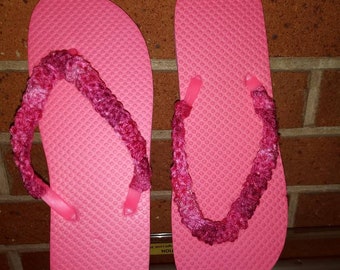 Pink Crochet Flip Flops
