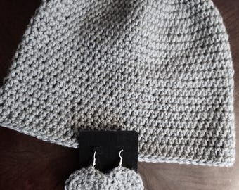 Beanie Set (Gray) includes hat & earrings
