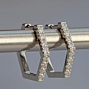 Pavé Hexagon Moissanite Hoops earrings, Statement earrings available in Silver, 18k\14k\10k White\Yellow\Rose Gold and Platinum