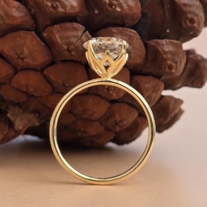 Tulip Lotus Prong Round lab grown diamond Solitaire Engagement Ring, ring for her, gift for her, proposal ring, gift for wife