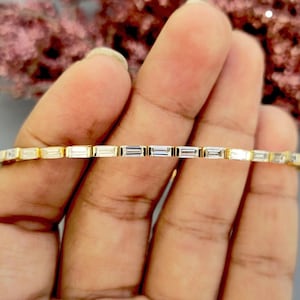 Flexible Lab grown Baguette diamond Tennis Bracelet bangle, Bracelet for women, Bracelet for her\girls, Anniversary\Birthday\Christmas gift
