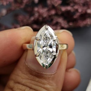 Marquise Moissanite Georgian Cut Down Set ring, ring for women, Ring for her, Statement ring, ring for women