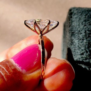 Tulip Basket Prongs Marquise Cut Moissanite Classic Solitaire Engagement Ring, Promise ring, Proposal ring, Ring for her, gift for her