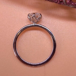 Tulip Lotus Prong Round Moissanite Solitaire Engagement Ring, flower basket  Promise\proposal Ring.