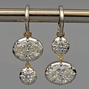 Georgian cut down multi shape moissanite earrings, statement earring, 2 toned earrings, dangled earrings for women