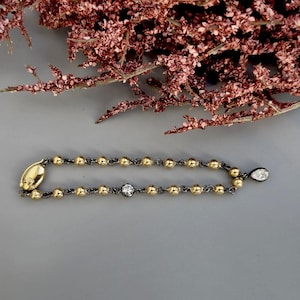 Ball n chain blackened gold button back moissanite stackable bracelet with 2 charms of your choice, mention charm shape in personalization