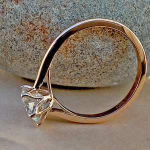 Tulip Lotus Prong Round Moissanite Solitaire Engagement Ring,flower basket  Promise\proposal Ring.