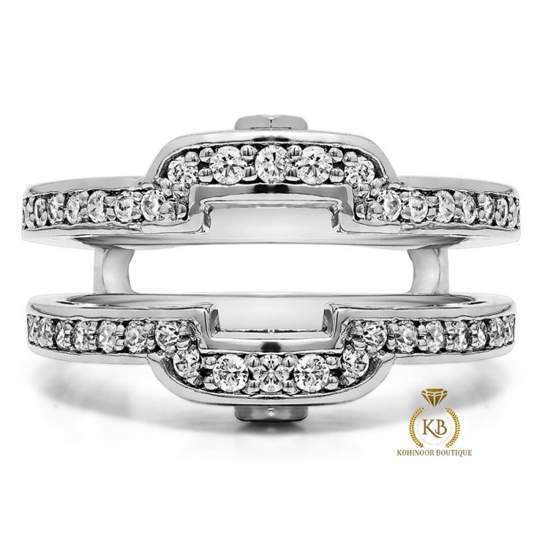 Square Halo Wedding Ring Guard ,moissanite Diamond Solitaire Engagement