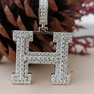 Hip Hop Pendant, Moissanite Alphabet Letter Pendant ,iced out Alphabet Initial Pendant in 10k\14k\10k Rose\White\Yellow Gold