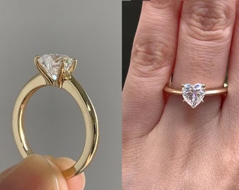 Heart Shaped Moissanite Solitaire Engagement Ring, Ring for her, ring for women, Classic solitaire ring, gift for her