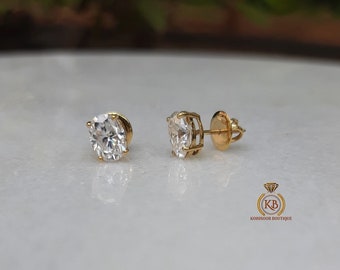 Oval Cut Solitaire Moissanite Stud Earrings,Moissanite Wedding Earrings,Push Back Earrings,Anniversary Mother's Day Gift