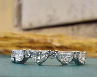 Half Moon Lace moissanite wedding band, Available in 3 styles Half Eternity\ Full Eternity\ Open end Full Eternity.