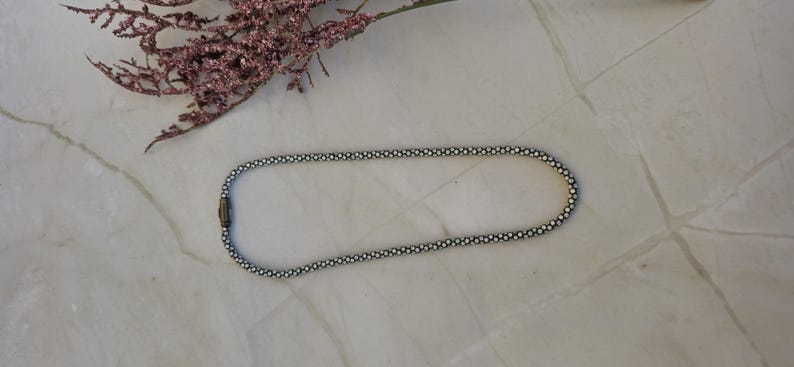 Georgian cut down tennis necklace with moissanite and blackened silver image 4