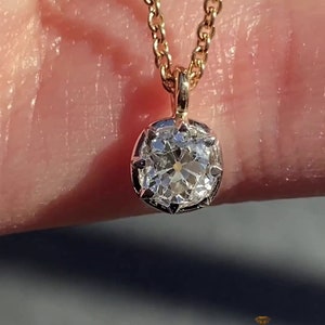 Old Mine Cut Cushion OMC Georgian Cut Down Button Back Set Moissanite Pendant, Vintage Antique Pendant ,Wedding Pendant, without chain