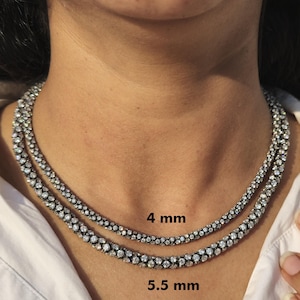 Georgian cut down tennis necklace with moissanite and blackened silver image 2