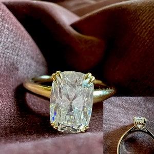 Elongated Cushion Cut Moissanite Cathedral Set Engagement Ring, Ring for women, available in 10k\14k\18k
