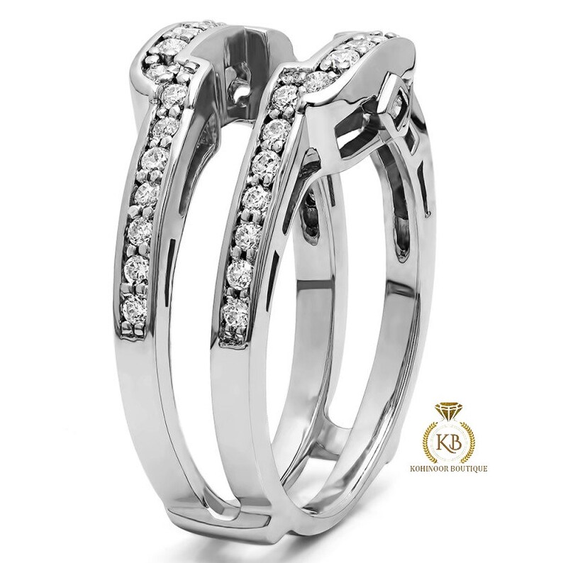 Square Halo Wedding Ring Guard moissanite Diamond Solitaire Etsy