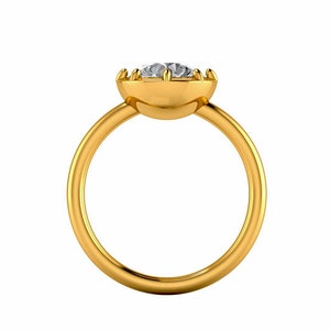 Round Button Back Georgian Cut Down Set Moissanite Solitaire Engagement ring, Ring for her, proposal Ring , Right hand statement ring.