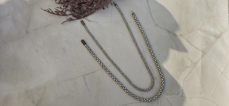Georgian cut down tennis necklace with moissanite and blackened silver image 9