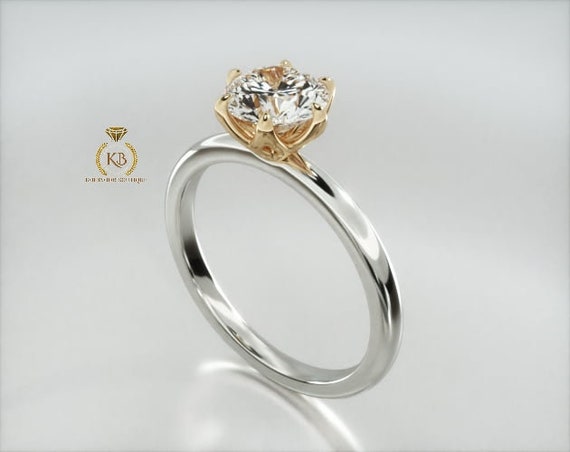 Floral solitaire engagement ring deals