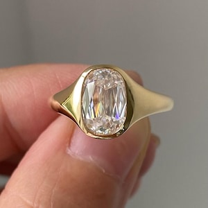 Bezel Set Criss Cut Elongated Cushion Moissanite Solitaire Engagement Ring, Ring for women, Unique cut ring, Gift for her\wife