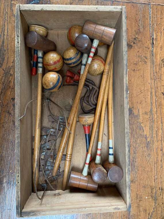 Vintage Table Top Croquet Set Etsy