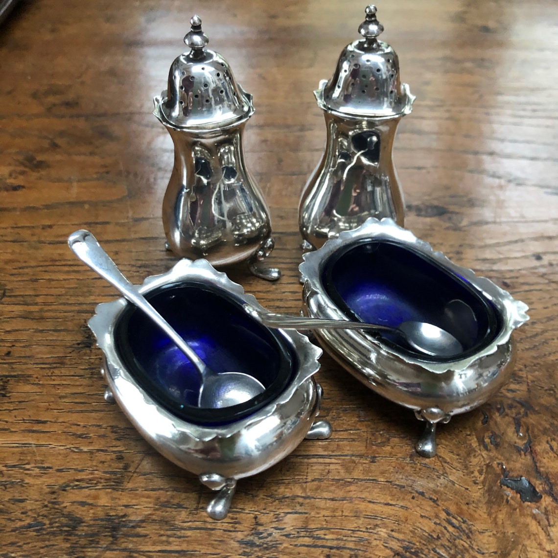 Antique Solid English Silver Salt and Pepper Pots Etsy