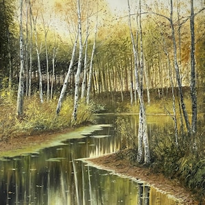 Original Forest Landscape Painting: Acrylic on Canvas, 36x24in