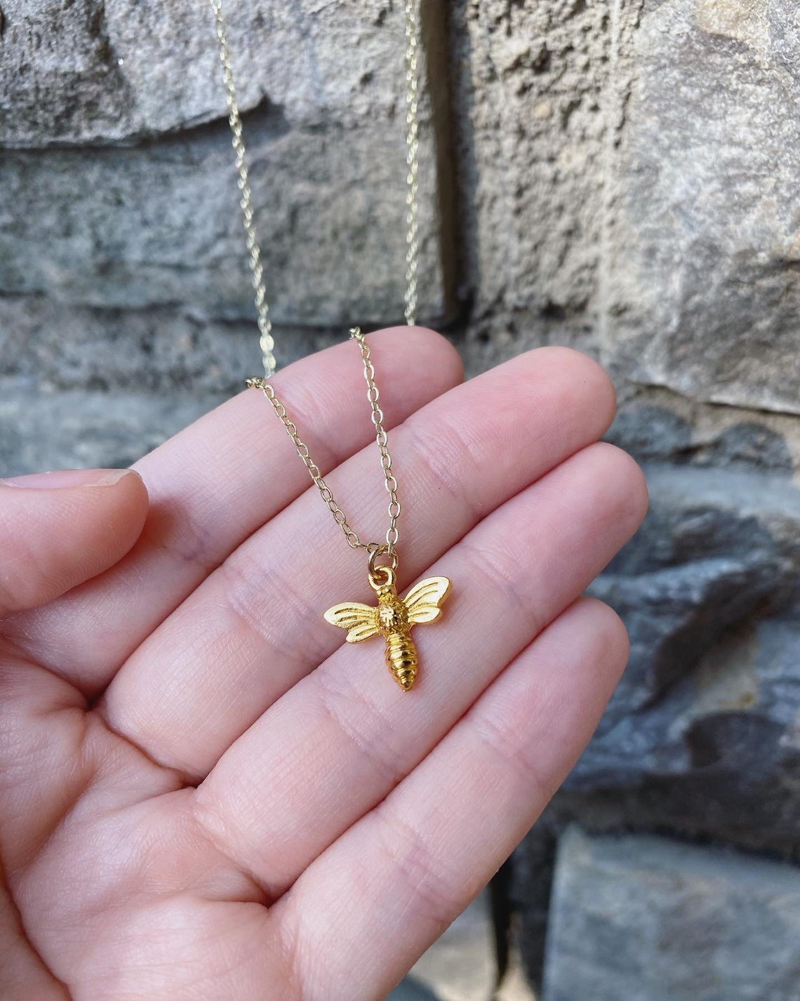 Gold bumblebee necklace handmade jewellery madebylaurenx Etsy