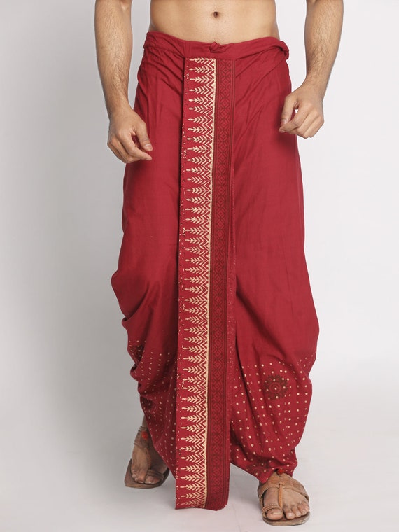 Buy Hangup Men Red & Blue Solid Kurta With Dhoti Pants - Kurta Sets for Men  6766439 | Myntra