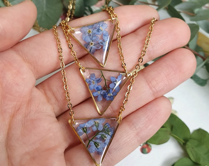 Forget me not necklace Stainless steel pendant