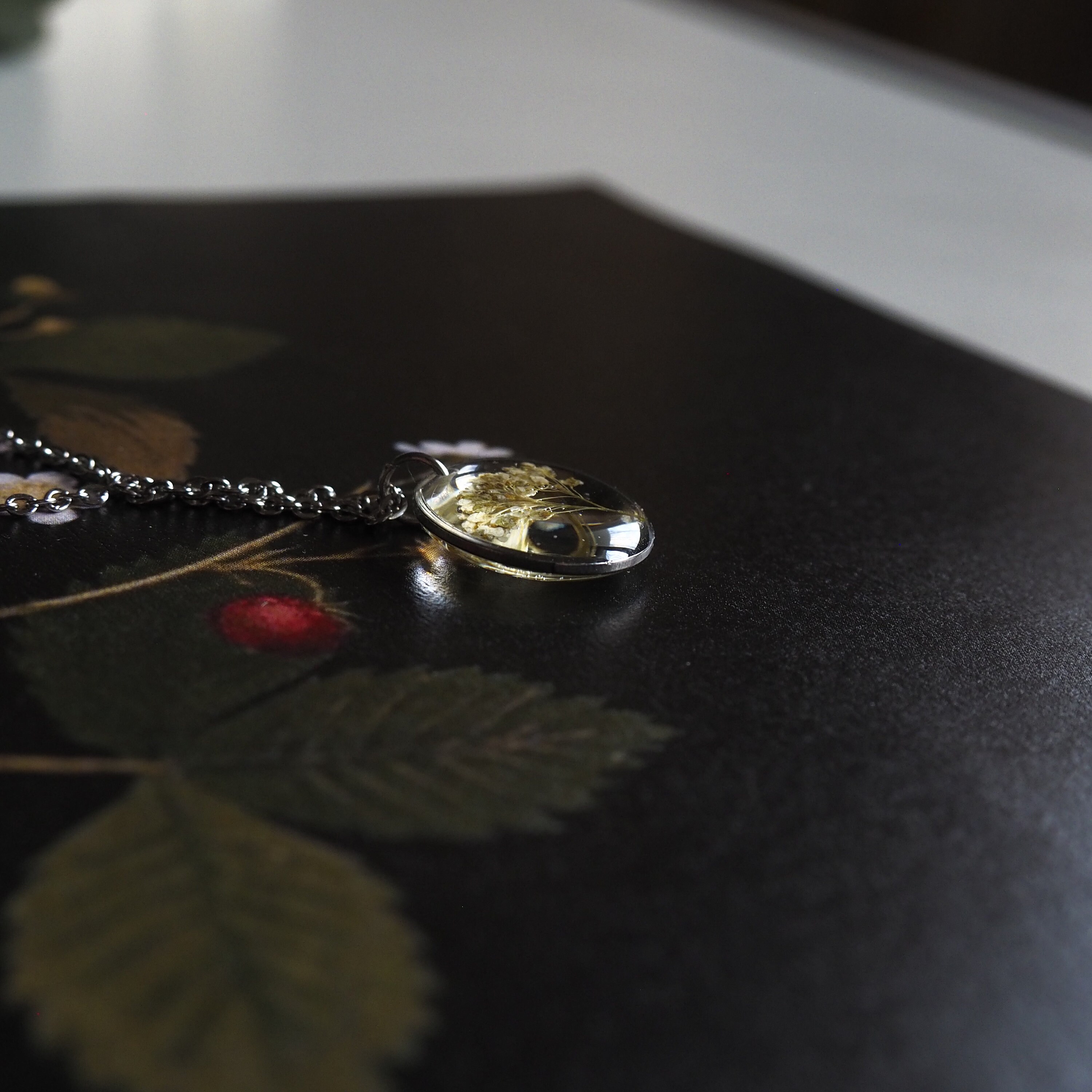 Real flower necklace / Stainless steel pendant Etsy