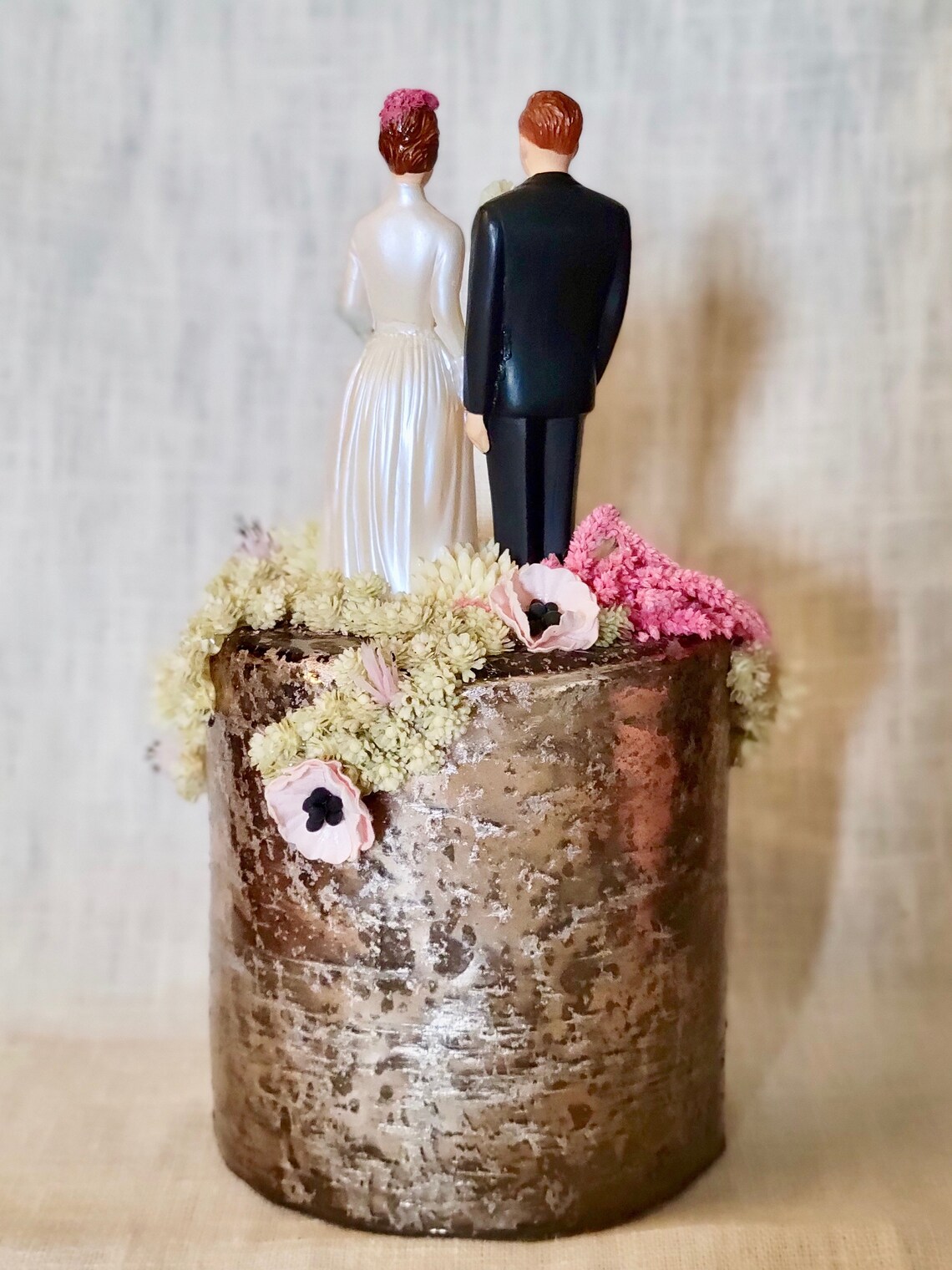 Unique Vintage Wedding Cake Topper Caucasian Bride & Groom Etsy UK