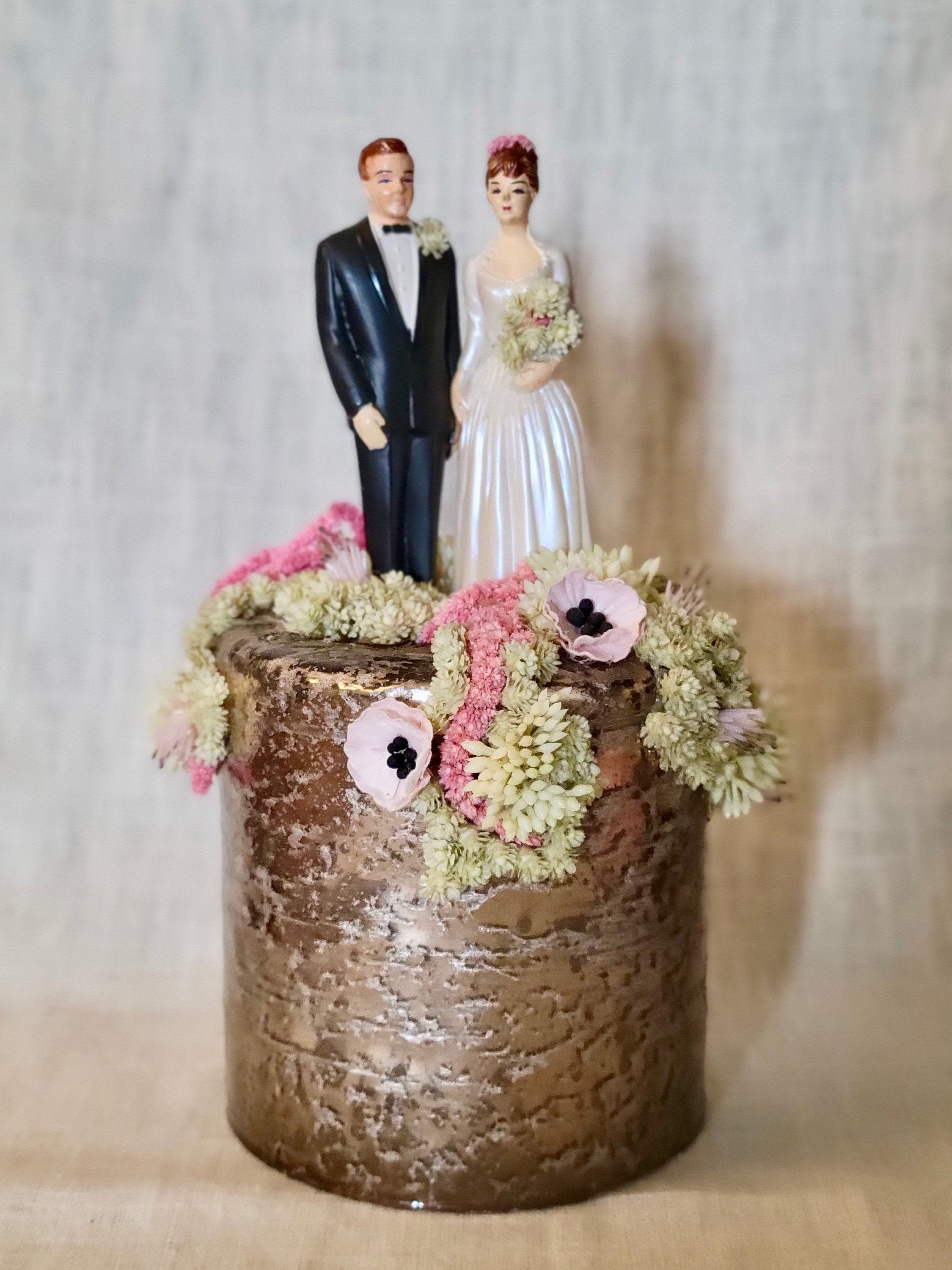 Unique Vintage Wedding Cake Topper Caucasian Bride & Groom Etsy UK