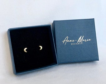 Sterling silver crescent stud earrings