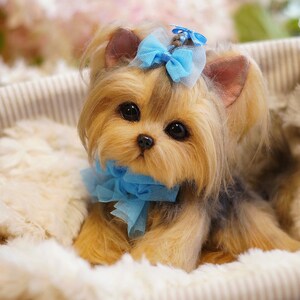 Souvenir Gift Teddy OOAK handmade art Doll animal kawaii plush Yorkshire Terrier puppy Toys Dog Toys handmade Stuffed Animals and plush
