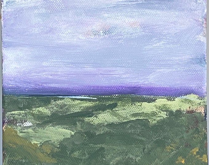 BEAUTIFUL MORNING”. Original painting, 6”x6”x1.5” acrylic on canvas. Palette knife painting and brush.