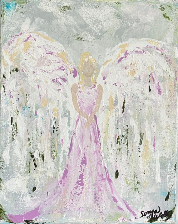 My Angel original painting acrylic on canvas 8x10 | Etsy