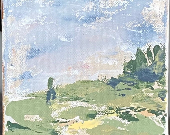 Landscape, Original Art, palette knife, acrylic. Approx 6”x6”x1.5” stretch canvas