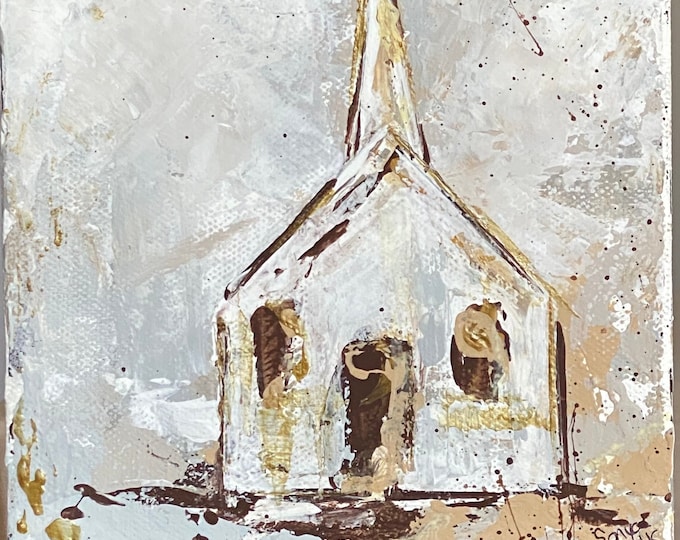 I’ve Got a Mansion” original painting 6”x6” extra deep canvas