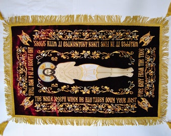 New! Epitaphios Cover Orthodox Shroud of Christ Fully-embroidered Relic plashchanitsa. Church Shroud.